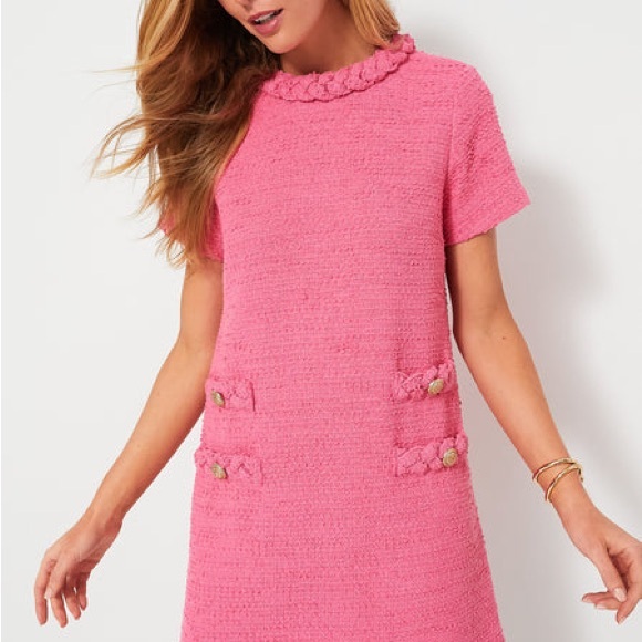 Tuckernuck Dresses & Skirts - TUCKERNUCK Hot Pink Tweed Jackie Dress